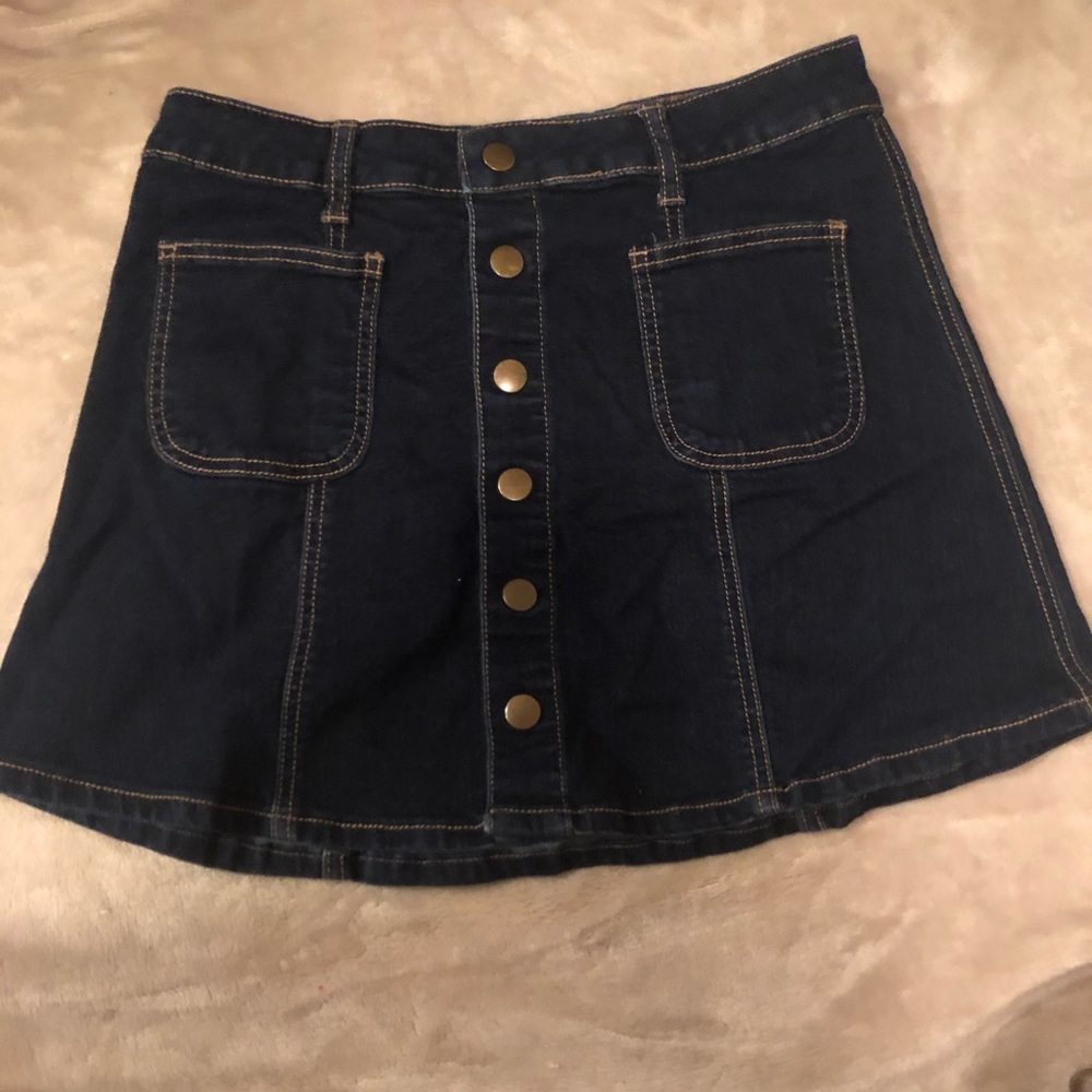 LAST CHANCE Altar’d State Size Small Denim Button Fly Skirt Dark Wash Casual